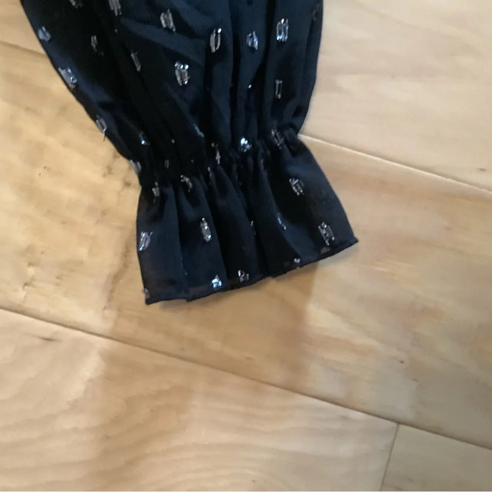 LOFT Black Blouse with Silver Embellishments - Picture 6 of 7